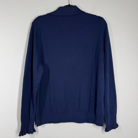 Charter Club V Neck Ruffle Cuff Collared Sweater Long Sleeve Pullover Navy XXL - Picture 5 of 7